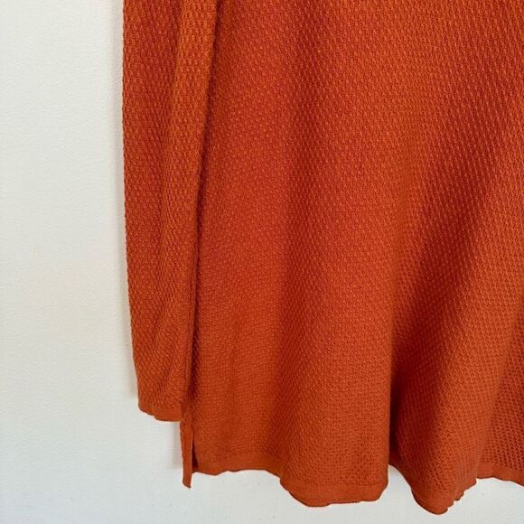 J. Jill Women’s Orange Waffle Knit Long Sleeve Tunic Top - Picture 4 of 6